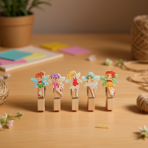 Pinzas de madera Ilan de 3.5cm, 10 piezas, diseño de hadas para manualidades y decoración - Product Image 2