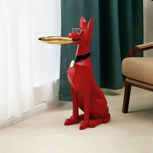 Resin Doberman Dog Figurine Set with Tray - Nordic Floor-Standing Home Decor - Product Image 3
