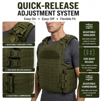 Gilet tactique UHMWPE IIIA avec doublure, porte-plaques modulaire découpé au laser, ajustable, à libération rapide, couverture avant et arrière