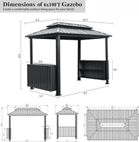 [Stok AS] Kanopi Panggangan Patio Hardtop 6x10FT Dengan 2 Kabinet Penyimpanan dan Pengait Plafon Pengiriman Domestik AS 1 Buah MOQ