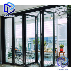 An ninh lớn lưới trượt ban công thương mại thủy tinh Pháp bên ngoài bi gấp nhôm xếp chồng Patio cách âm hai cánh cửa - Product Image 3