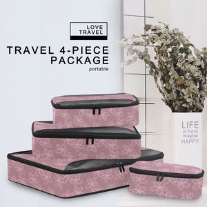 Juego de 4 Organizadores de Equipaje con Estampado Floral Hawaiano Rosa, Cubos de Compresión para Ropa de Viaje - Product Image 6
