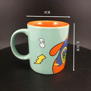 Taza de té de cerámica de 12oz, diseño de vajilla para exteriores, verde y naranja, con logotipo interior, <span class=keywords><strong>cerca</strong></span> del borde - Product Image 6