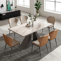 Juego de Comedor Moderno de Lujo con Mesa Extensible de Piedra Sinterizada y Madera de Pino Reciclada, Muebles de Bar Chinos para el Hogar y Hoteles