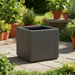 Fioriera Quadrata in Plastica Grigio Scuro 36x36x35 cm, Moderna e Resistente per Uso Esterno - Product Image 2