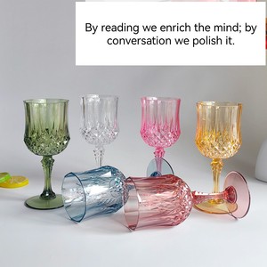 Pink Plastic Stemmed Wine Glass Solid Color Party <b>Drinkware</b> 9037 - Product Image 4