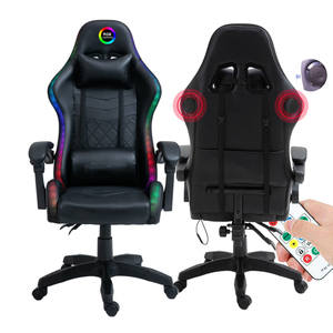 <span class=keywords><strong>Chaise</strong></span> de jeu avec haut-parleurs Bluetooth et lumières LED RVB <span class=keywords><strong>Chaise</strong></span> d'ordinateur de jeu ergonomique à massage avec repose-pieds et soutien lombaire - Product Image 1