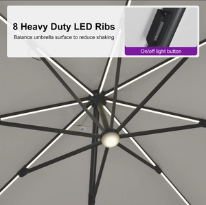 Paraguas romano voladizo grande parasol impermeable con luz LED de aluminio duradero personalizado moderno - Product Image 4