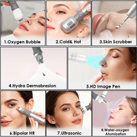 Chariot gratuit 8 en 1 avec analyseur de peau, machine de soin du visage par hydrodermabrasion, H2O2, petite bulle, hydra, eau, aqua peel, machine de soin du visage