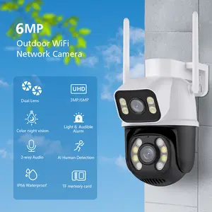 Qearim Top 10 cctv camera factory china icsee new 12V wireless IP outdoor dual lens two sides 360 spin wifi security camera