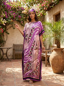 Vente en gros d'usine : Nouvelles robes kaftan pour femmes adultes, taille unique, en polyester imprimé, respirantes, à manches kimono, style robe africaine <span class=keywords><strong>Kanga</strong></span> - Product Image 5