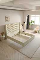Último diseño de la cama de cuero plataforma tapizada bajo king size Smart Golden bed muebles bedroomsets
