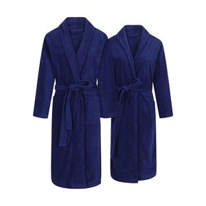 Customized <b>Kimono</b> Collar Adult <b>Men's</b> 100% Cotton Velour Breathable Warm Long Sleeve Bathrobe with Front Logo - Product Image 1