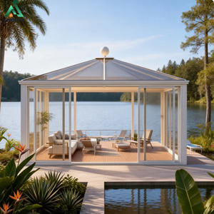Nouvelle Pergola de Luxe ANCSEM en Aluminium avec Toit Rigide, Portes Coulissantes, Rideaux et Couverture en Polycarbonate – <span class=keywords><strong>Abri</strong></span> Moderne pour Patio et Villa - Product Image 1