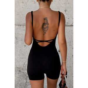 Combinaison en velours côtelé noire taille haute Enzel, coupe ajustée mi-longue, imprimé de luxe, idéale pour les soirées, clubs, été et automne - Product Image 2