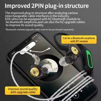 Écouteurs filaires KZ EDX Ultra 3,5 mm, écouteurs de jeu filaires détachables, double transducteur, réduction de bruit, casque de sport EDX Ultra