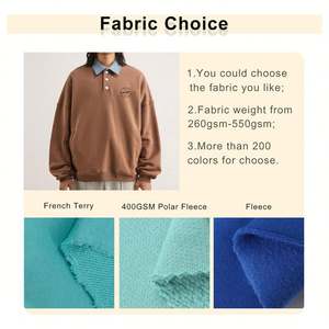 Sweats à capuche lourds personnalisés col boutonné col polo oversize Streetwear pulls pour femmes sweats-shirts en gros - Product Image 2