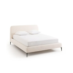 Base de Cama Moderna de Perfil Bajo con Plataforma de Tela Ecológica, Patas Metálicas Delgadas, Lujo en Terciopelo Teddy, con Almacenamiento, Tamaño King - Product Image 1