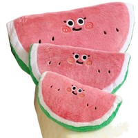 Coussin décoratif en peluche en forme de melon d'eau, créatif et adorable, figurine demi-ronde géante, pour canapé et salon