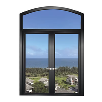 Ventana Arqueada Comercial Moderna con Mosquitera, Ventanas de Cocina Modernas con Doble Acristalamiento, Cortina con Persiana, Ventana Arqueada Fija