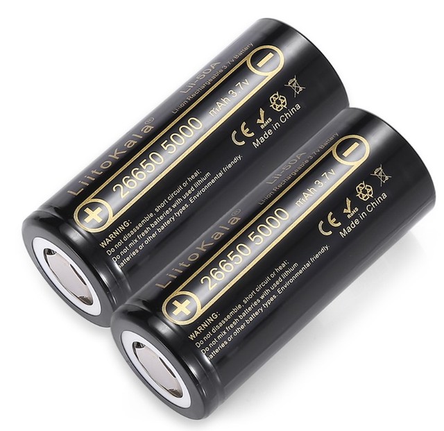 Factory Price LiitoKala Lii-50A 3.7V 26650 5000mAh Rechargeable Lithium Ion Battery High Capacity Long Life Power Supply