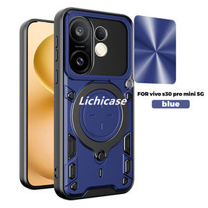 Cubierta de protección de lente de cámara deslizante con textura de <span class=keywords><strong>CD</strong></span> Lichicase para Vivo Y31 Y21D funda de teléfono con armadura magnética - Product Image 4