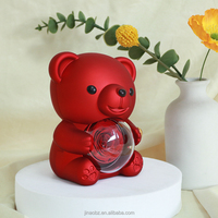 Petite boîte cadeau en forme d'ours en peluche pour la Saint-Valentin, Noël, boîte à bijoux à motif floral, boîte à collier rotative en plastique et velours