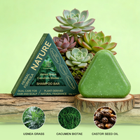 Collection de barres de shampoing solides à base de plantes Usnea Grass Cacumen Biotae Triangle, soins capillaires naturels solides, anti-chute de cheveux et soins du cuir chevelu, OEM