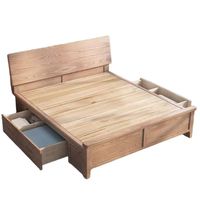 Meubles de rangement sous le lit pour la maison, style tiroirs, en bois de teck massif, lit en bois avec système de levage à gaz