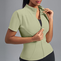 Veste de yoga hautement élastique et respirante, haut de course ajusté effet seconde peau, manches courtes, extensible dans quatre directions, écologique