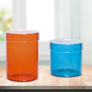 Unique High borosilicate empty round bottom printing glass candle jar luxury glass candle holder with glass lid