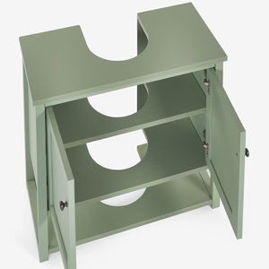 Custom Modern Style Freestanding Sage Green Bathroom <strong>Vanity</strong> <strong>Unit</strong> <strong>Under</strong> Single <strong>Sink</strong> with Open Shelf Shaker Design Storage <strong>Unit</strong> - Product Image 4