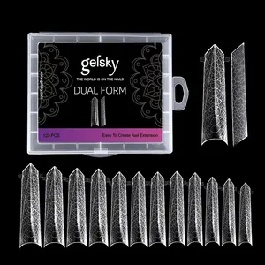 Gelsky 120 PC 가장자리 모양 네일 팁 듀얼 폼 아크릴 젤 네일 확장 3D 뱀 효과 듀얼 폼