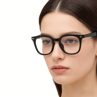 Gafas de Montura Completa Negras Brillantes TR90 de Moda, Estilo Retro Americano, Monturas Ópticas que Adelgazan el Rostro, Diseño Cuadrado Ligero Unisex