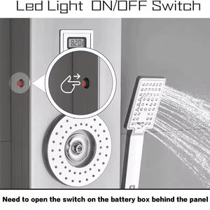 <span class=keywords><strong>Colonne</strong></span> de douche murale FEIDU en acier inoxydable poli avec panneaux de massage à effet pluie en céramique, finition chromée, commande monocommande - Product Image 5