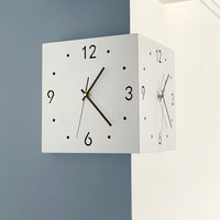 Horloges murales d'angle LED double face en gros, horloges murales silencieuses à quartz à angle droit de 90 degrés avec lumières d'ambiance