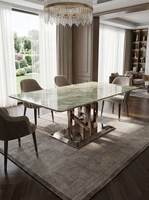 Table à manger rectangulaire moderne en marbre vert naturel pour la maison et l'hôtellerie, mobilier de salon d'appartement personnalisable