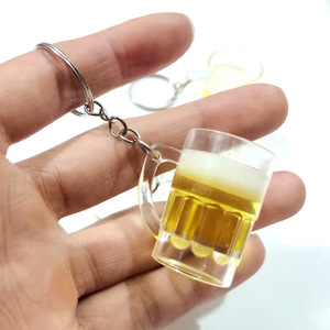 Clear Glass Beer Mug Keychain Decorative Pendants