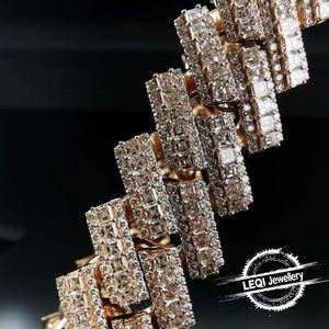LEQI 9K-18K altın küba zincir-tam baget Lab elmas Pavé (Hip Hop lüks bildirimi kolye) - Product Image 1