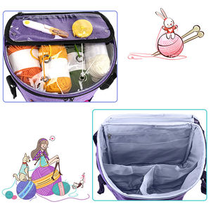 Sac de tricot portable avec plusieurs poches, organisateur spécialisé pour le rangement du fil et des fournitures de crochet - Product Image 3