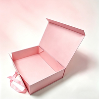 Boîte cadeau pliable en forme de livre avec logo personnalisé en gros, avec ruban en satin, boîte rigide en papier recyclable pliable pour cadeaux