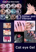 Gel magnétique effet œil de chat longue tenue 3D 9D, fournisseur d'usine, effet arc-en-ciel naturel cristallin, haute pigmentation, OEM ODM, durcissement en vrac