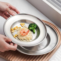 Plato Retro de Acero Inoxidable Dorado, Plato para Pasta Estilo Occidental, Plato para Postres, Plato para Aperitivos, Plato para Camarones Panlong