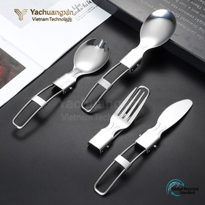 Ensemble de couverts pliables en acier inoxydable, cuillère, fourchette, couteau, vaisselle portable pour le camping en plein air, kit de vaisselle écologique - Product Image 5
