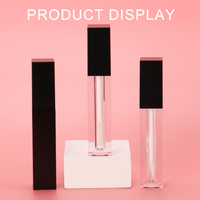 Tubes de gloss à lèvres en PETG avec logo personnalisé, estampage à chaud, 4 ml, conteneur cosmétique rectangulaire, bouchon à vis, violet brun