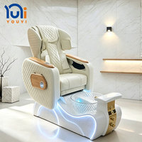 Chaise de pédicure haut de gamme en cuir avec massage corporel complet, bassin à pieds en cristal, chaise de pédicure multifonctionnelle pour salon de manucure