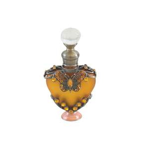 Ornate Amber <b>Perfume</b> Bottle With Butterfly Design And Crystal Accents - Product Image 1