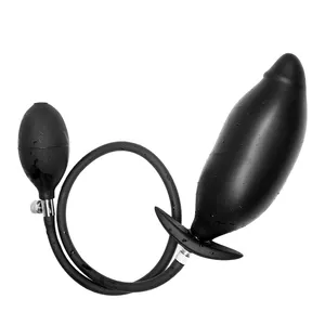 Adult Pump Sex Toy Black Inflatable Anus Stimulate Big Silicone Anal dildo Butt Plug Toys for Man Woman