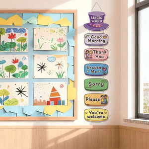 Póster Educativo para Niños de Jardín de Infancia con Diseño Creativo Personalizado de Fábrica, Tarjetas de <span class=keywords><strong>Palabras</strong></span> <span class=keywords><strong>Mágicas</strong></span> y Etiqueta, para la Puerta de la Sala de Clases - Product Image 2