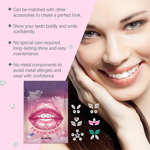 Juego de carillas de cubierta de dientes de lujo personalizadas, iluminación brillante, cristales de estilo sonriente, diamantes de imitación, combinación de dientes - Product Image 3